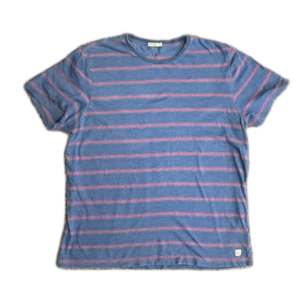 Marine Layer Men's Blue Red Preppy Signature Striped Crewneck SS T-Shirt Size XL - Picture 4 of 11